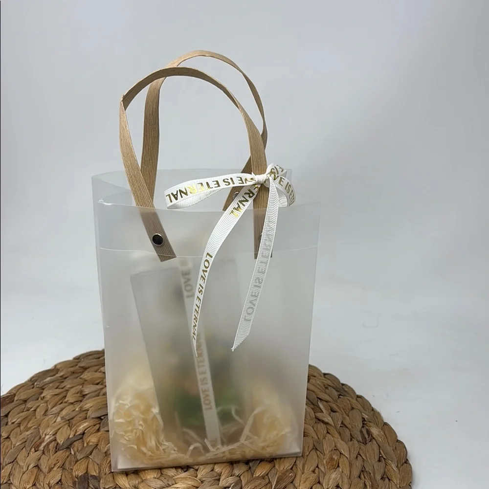 LOVE IS ETERNAL Clear Bag with Danedelion and Florals in Clear Box